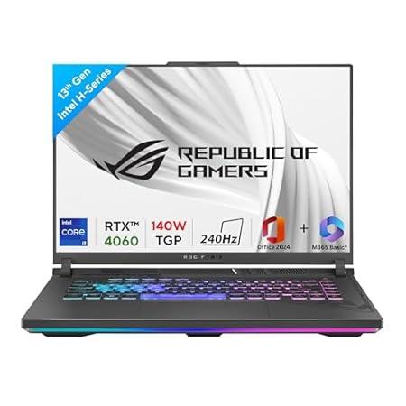 ASUS ROG Strix G16 13th Gen,Intel Core i9-13980HX Gaming Laptop(NVIDIA RTX 4060-8GB/140W TGP/16GB/1TB/QHD+/16"/240Hz/Windows 11/M365 Basic (1Year)*/Office Home 2024/Eclipse Gray/2.50 Kg)G614JV-N4242WS